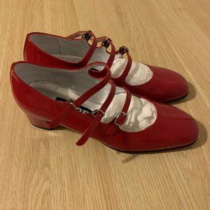 Carel PARIS RED PATENT LEATHER MARY JANE SHOES, Size 37